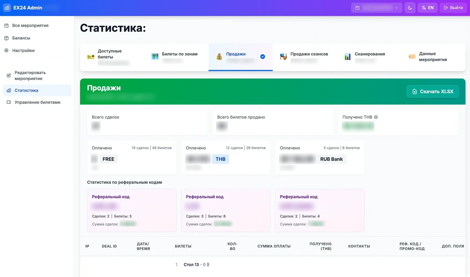 Интерфейс управления схемой зала: 3